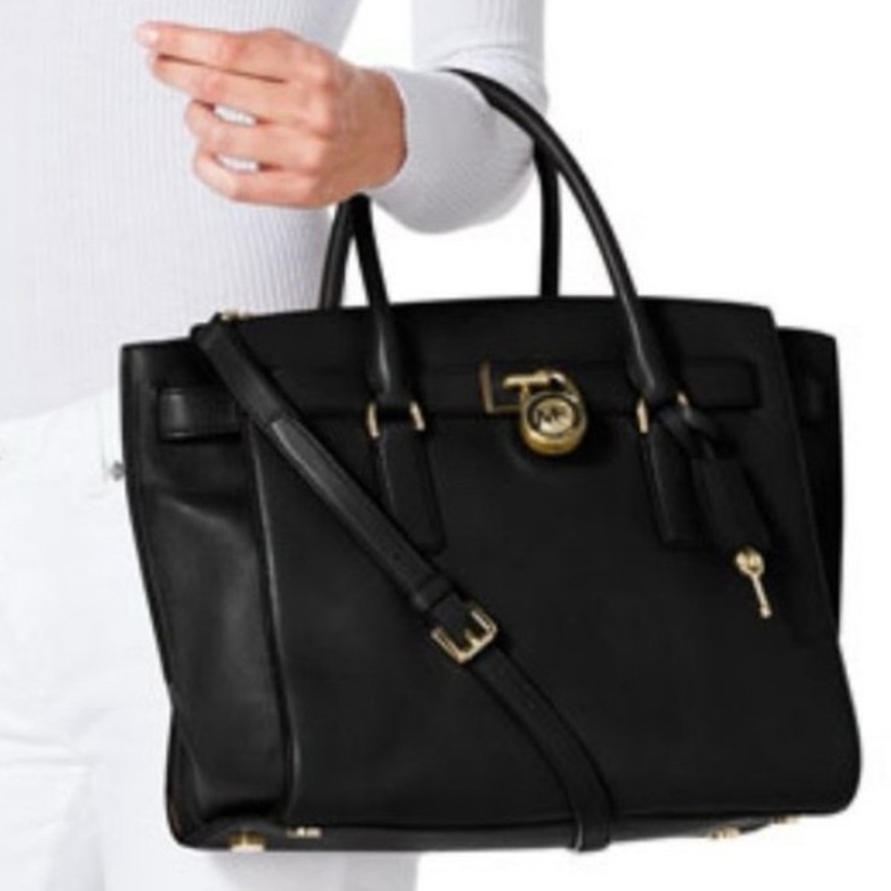 MICHAEL Michael Kors Hamilton Satchel Bag with Gold Details